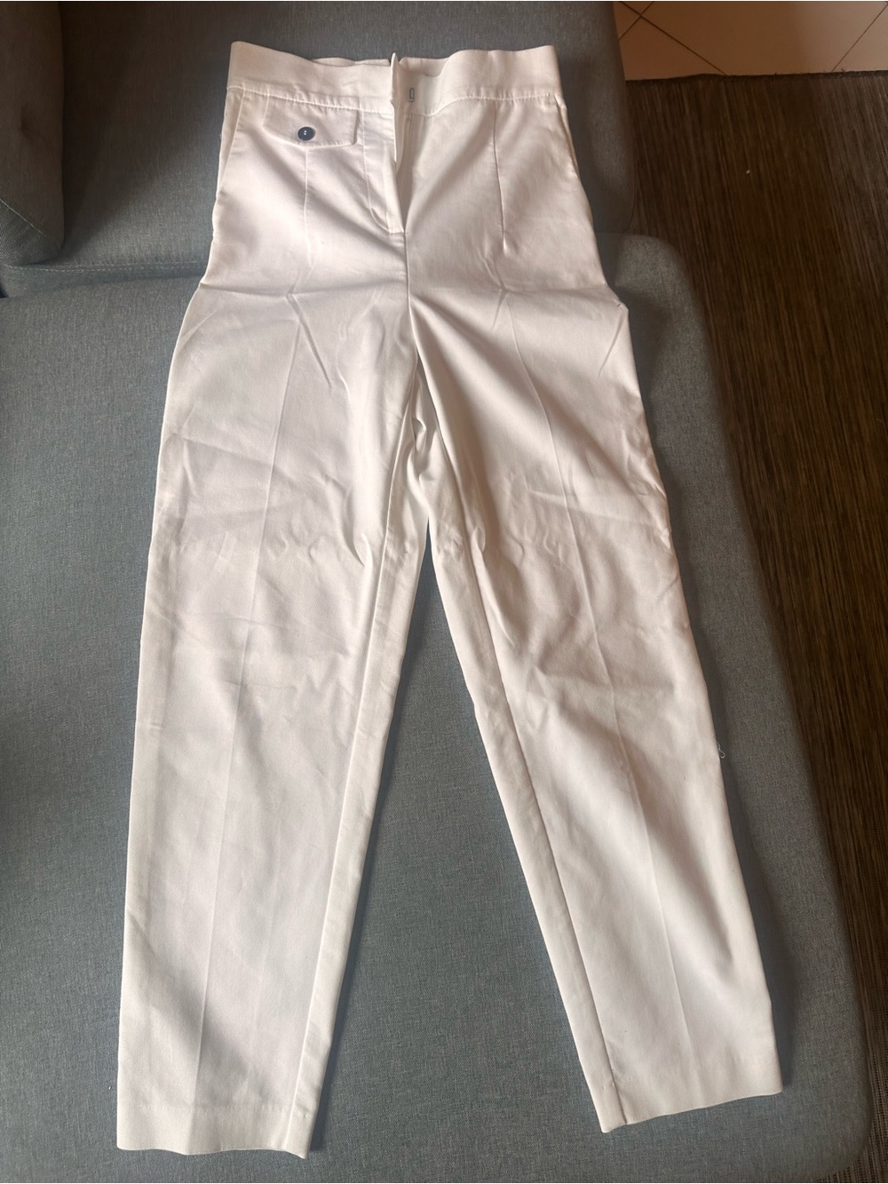 Zara White Straight-Leg Tailored Pants